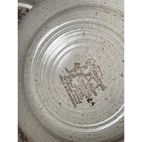 Vintage Homespun Stonecast Churchill Dessert Plates Wild Strawberry Set 4 - Picture 4 of 5